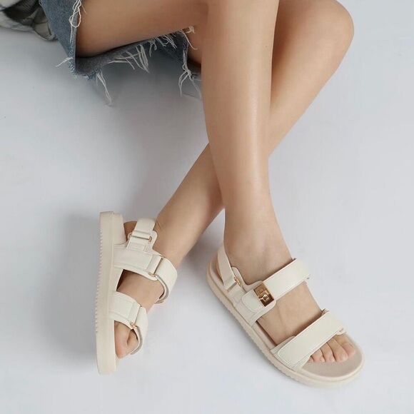 Rihero Women's Flat Adjustable Double Strap Slip on Sandals - Picture 7 of 7